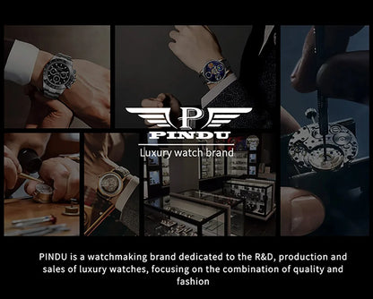 PINDU Design Men's Watch Top Brand Luxury Business Watch Men's Compass Waterproof Quartz Wristwatches Silicone Strap P6658