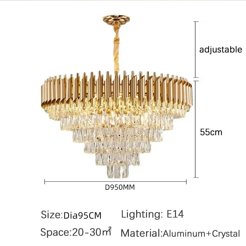 Luxury Crystal Pendant Lamp Modern Villa Living Room Lights Lustre Home Interior Decoration Dining Table Loft Ceiling Chandelier