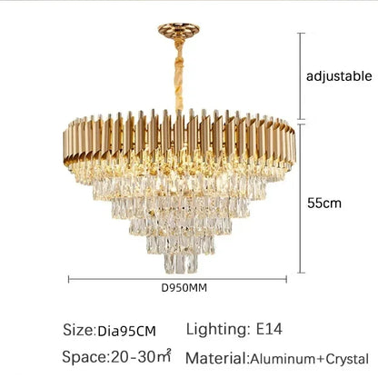 Luxury Crystal Pendant Lamp Modern Villa Living Room Lights Lustre Home Interior Decoration Dining Table Loft Ceiling Chandelier
