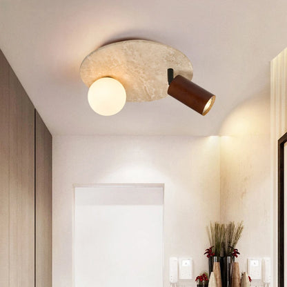 IWHD Japan Wabi Sabi LED Ceiling Lights Bedroom Bathroom Corridor Home Lighting Yellow travertine Ceiling Lamp Lampy Sufitowe