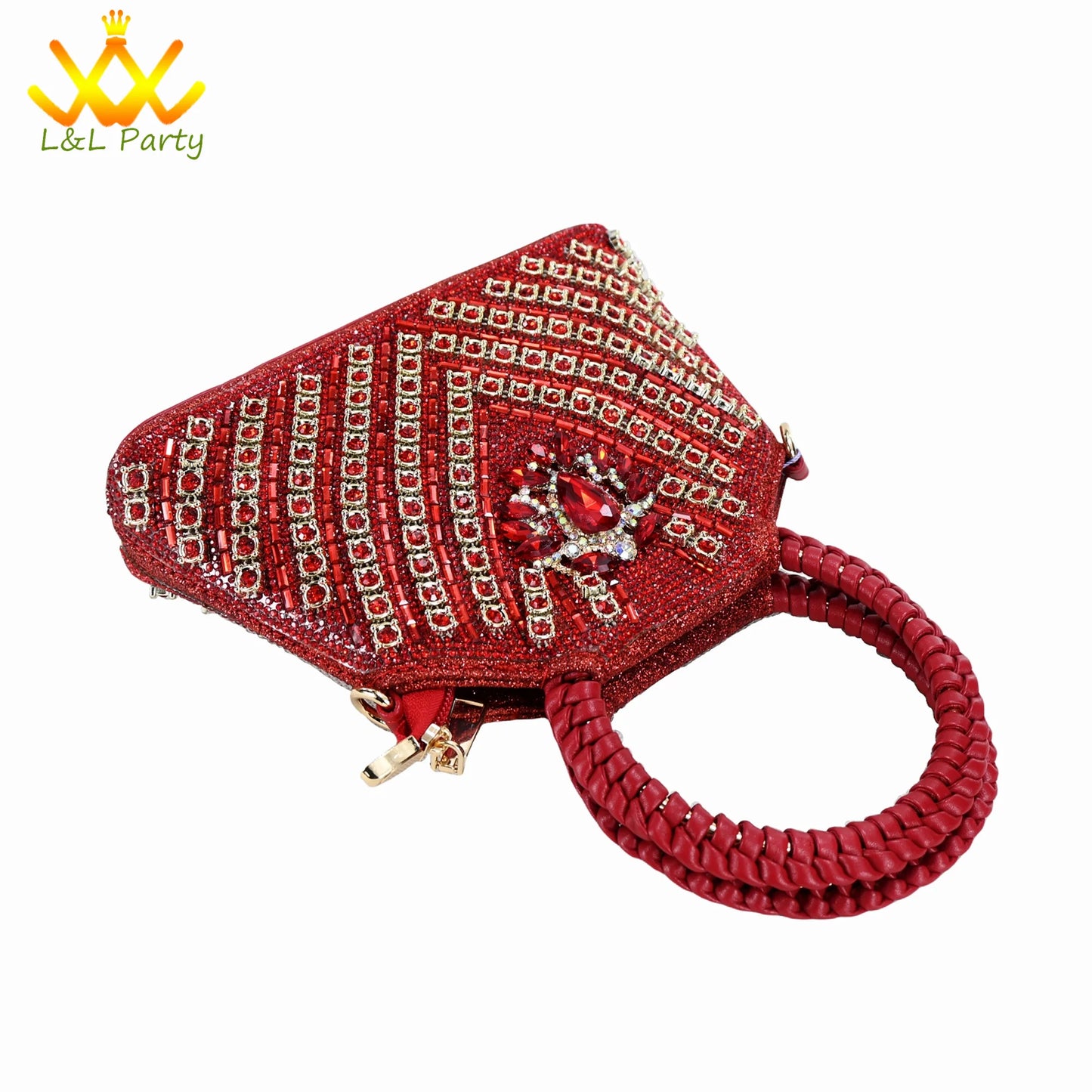 Orange Color New Arrivals Italian Design Nigerian Women Shoes and Bag Set Pointed Toe Slipper with Shinning Crystal for Party