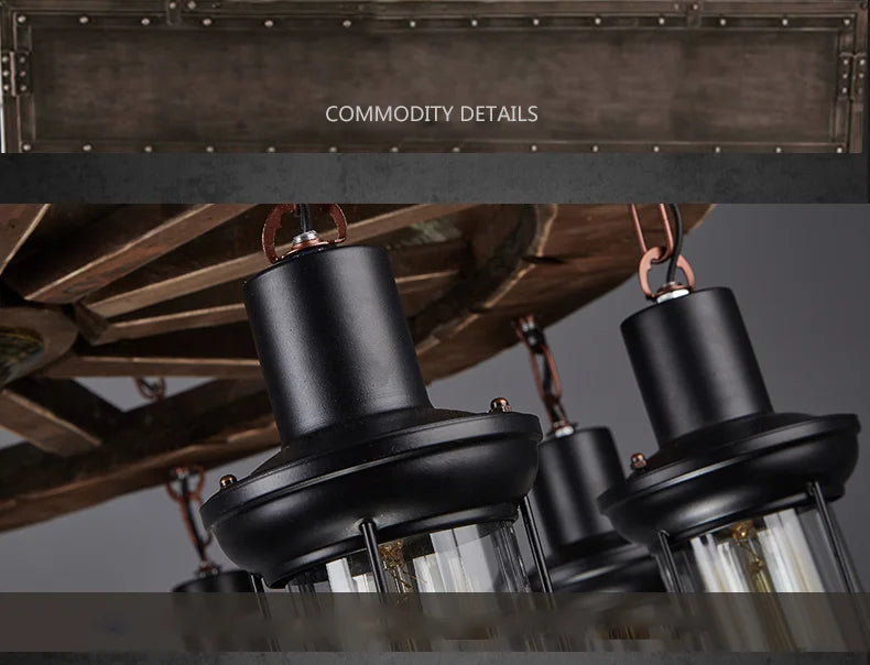 Classical Industrial Iron LED Wheel Pendant lights Metallic lustre Hanging Lamps Bar decoration Suspend Lamps Cafe Pendend Lamps