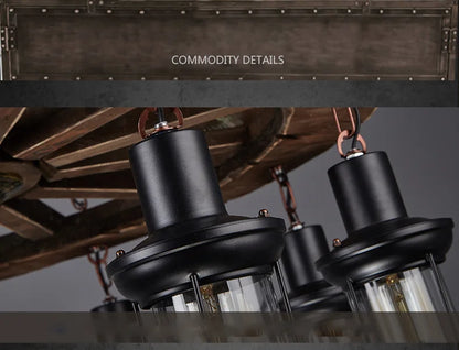 Classical Industrial Iron LED Wheel Pendant lights Metallic lustre Hanging Lamps Bar decoration Suspend Lamps Cafe Pendend Lamps