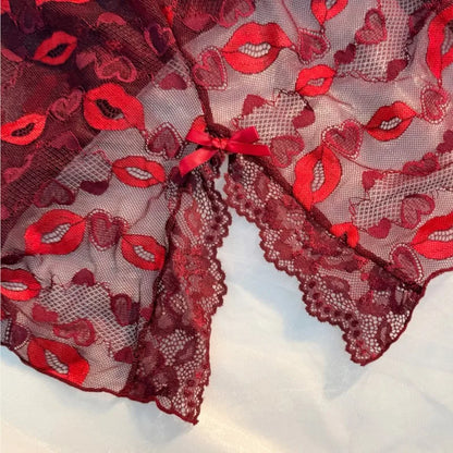Hot Sexy Women Lace Nightgown Set See Through Pajamas Dress Sexy Deep V Home Valentine's Day Gift Sleeping Skirt Dress