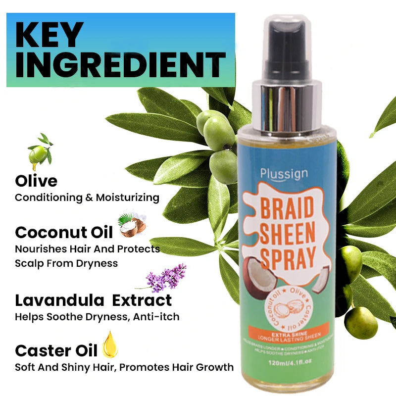 1Pcs Braid Sheen Spray With Coconut Oil For Dreadlocks Care 4oz Scalp & Hair Oil For Nourish Scalp Extra Shine Hair Care Spray