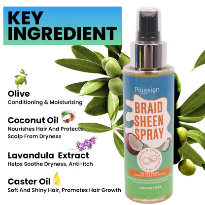 1Pcs Braid Sheen Spray With Coconut Oil For Dreadlocks Care 4oz Scalp & Hair Oil For Nourish Scalp Extra Shine Hair Care Spray