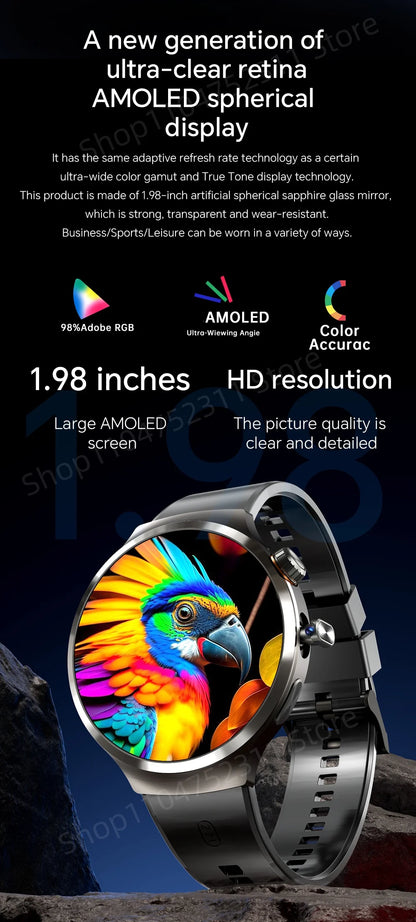 4G 5G Cellular Version Android 13.0 Smartwatch GPS Wifi Smart Watch With 190° Rotary Camera Dual System WIFI Google Play Store