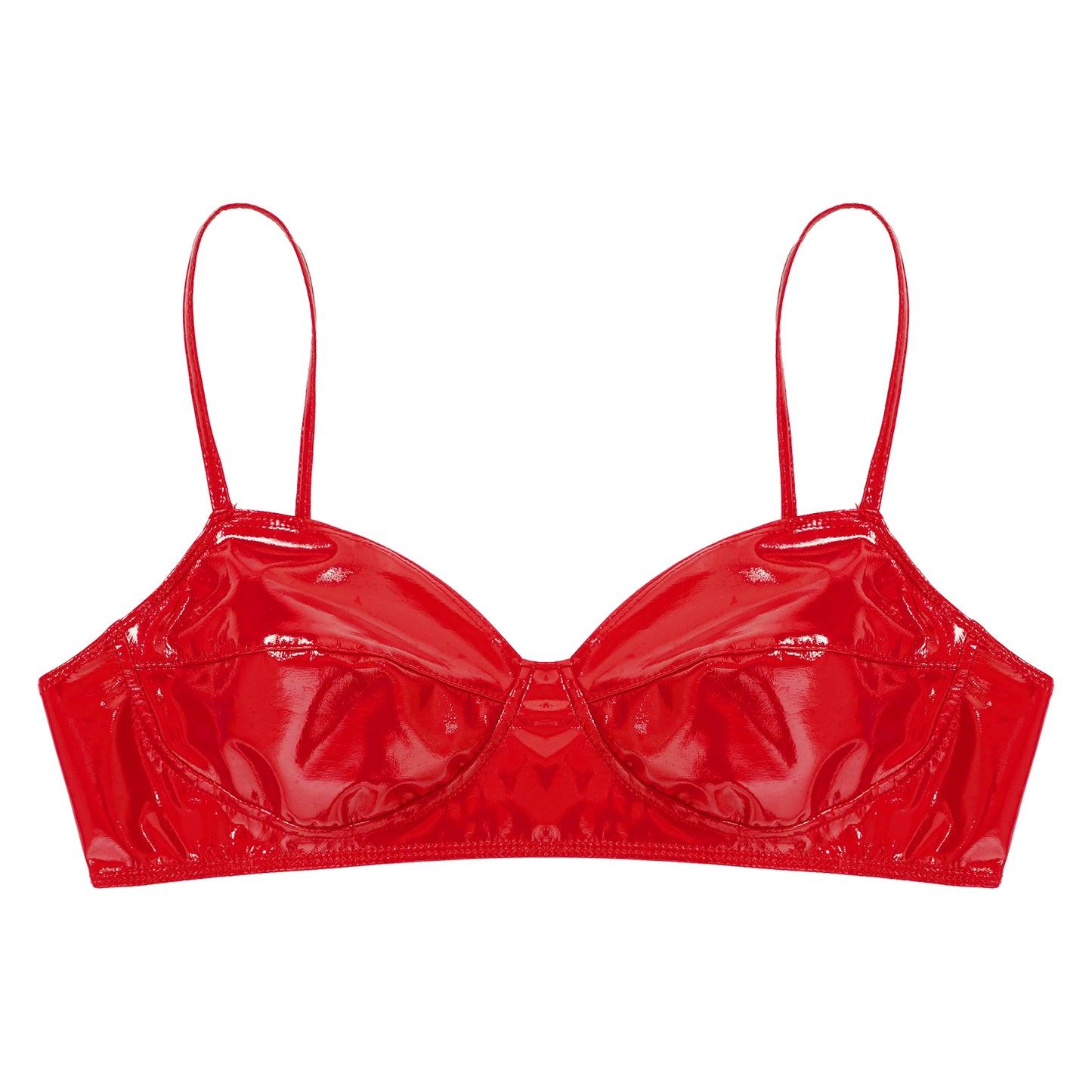 Womens Sexy Belly Dancing Clubwear Wetlook Glossy Patent Leather Bra Top Lingerie Nightclub Rave Outfit Pole Dance Bra Brassiere