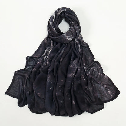 190*90cm Big Size Modal Cotton Hijab Women Tie-dye Scarf Double Stitching Shawl Muslim Gradient Plain Cotton Rayon Headscarf