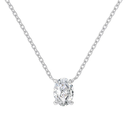1/2/3carat Solitaire Oval Cut Moissanite Diamond Pendant for Women 18kYellow/Rose Gold Plated S925 Silver Minimalist Neck Chain