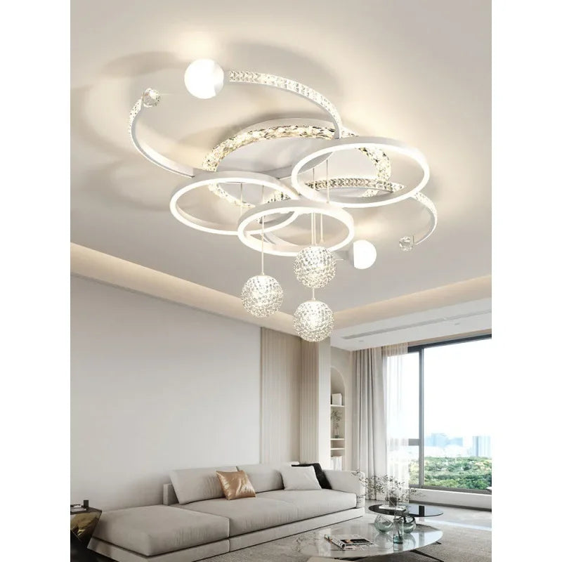 Nordic style eye protection living room light, simple, modern, atmospheric, high-end crystal ceiling light, Guangdong