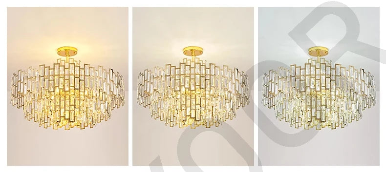 Luxury Dining Living Room Chandelier Modern Round Ceiling Pendant Lights Interior Decoration Golde Crystal Led Ceiling Light