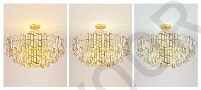 Luxury Dining Living Room Chandelier Modern Round Ceiling Pendant Lights Interior Decoration Golde Crystal Led Ceiling Light