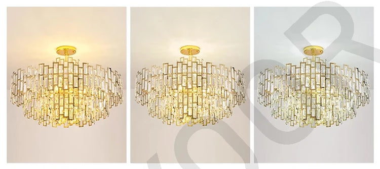 Luxury Dining Living Room Chandelier Modern Round Ceiling Pendant Lights Interior Decoration Golde Crystal Led Ceiling Light