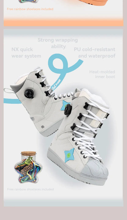 LILKINGS Wishing Star Snowboard Boots Side Buckle Lacing Quick Entry Thermo Liner Women Men 36-45