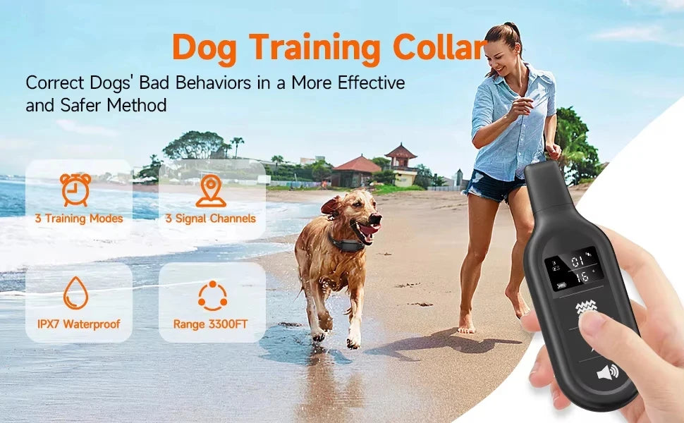 Paipaitek 1000M Dog Training Collar All Size Dog Waterproof Electric Collar for Dog Training Rechargeable Dog Anti Bark Collar