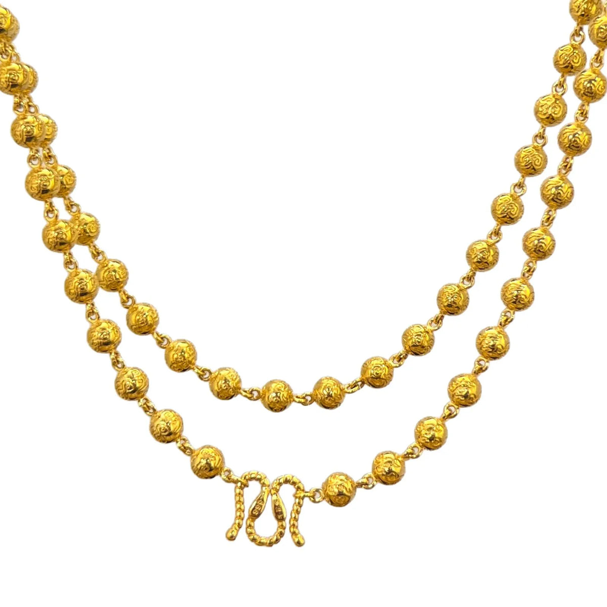 9999 24K real gold solid auspicious cloud Buddha bead necklace men's round bead chain accessories fashionable versatile necklace