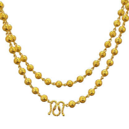 9999 24K real gold solid auspicious cloud Buddha bead necklace men's round bead chain accessories fashionable versatile necklace