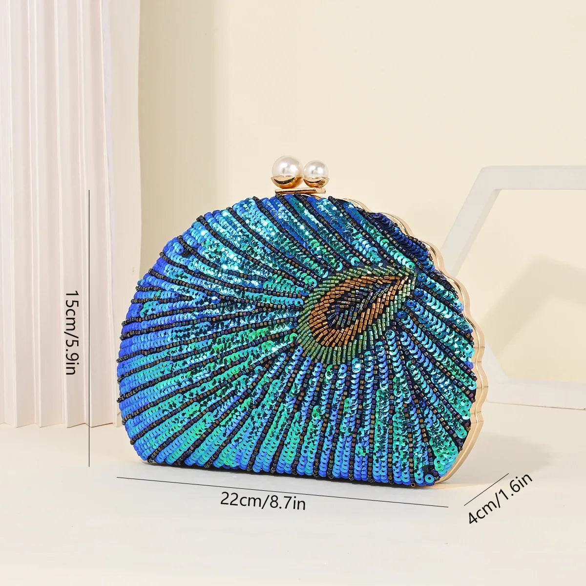 Shell Shape Women's Clutch Bag Sequin Purses and Handbags Luxury Designer Retro Embroidery Evening Bag Female Party Handbag