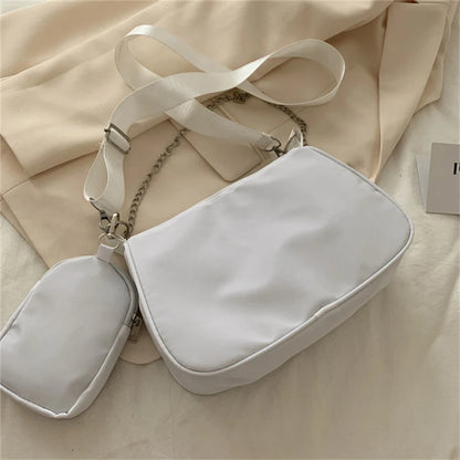 Woman Female Fashion Causal Handbag Set Crossbody Bags Shoulder Handbags 2in1 Sling Bag Trend Hand Bag For Travel Shopping