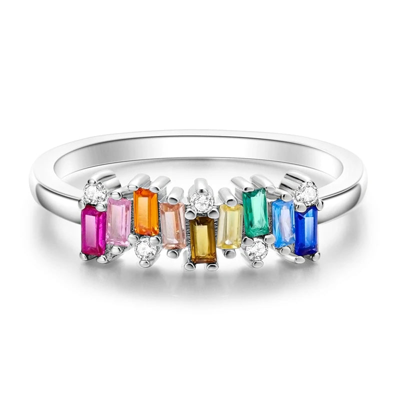 LAZA 925 Sterling Silver Colorful Rings Sparking Zirconium Bowknot Moon Sun Original Ring For Women Anniversary Wedding Gifts