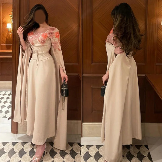 Customized Intricate Matching Jersey Sash Flower Beading Pleat Straight Square Neck Midi Dresses Bespoke Occasion Dresses Retro