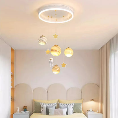 Children's Room Lamp Nordic Modern Pendant Lights Kids LED Ceiling Chandelier Living Room Bedroom Astronaut Hanging Home Decor