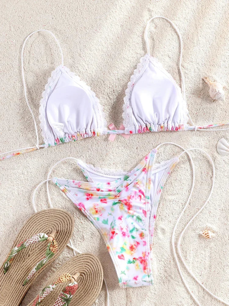 Two Piece Suit Bikinis 2026 Women Swimsuit Push Up Bathing Suit Sexy Bikinis Sets Swimwear Print Beachwear Solid Biquinis