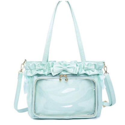 DIY Anime Badge Crossbody Shoulder Bag Subculture Ruched JK Uniform Bolso Mujer Сумки 2026 Lolita Women Ita Bags PU Clear Window