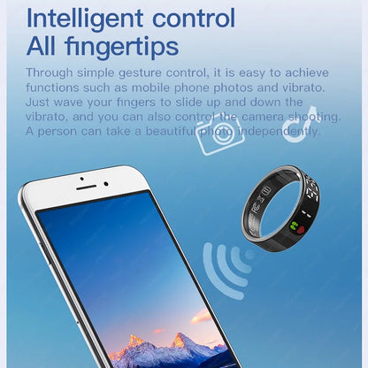 2026 New Smart Ring 5ATM Waterproof Bluetooth 5.1 Heart Rate Blood Oxygen Sleep Monitoring Men's and Women's Multi Sport Modes