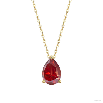 TY Certified 1CT 2CT Pear Cut D VVS1 Moissanite Necklace for Women 18k Gold Plated Jewelry 100% Sterling Silver 925 Pendant