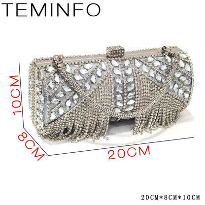 Women Purple Rhinestone Shoes Matching Bag Set Italian Design Chunky Heel Pumps Tassel Clutch Purse Nigeria Wedding Party Dress