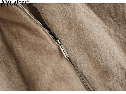 AYUSNUE Natural Mink Coat Men Winter Jacket Whole Mink Real Fur Coats Male Luxury Clothes Fashion Warm Куртка Натуральный Мех