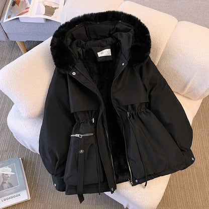 New Winter Women's Down Coat for Women, Slimming Fashionable Down Jacket with Fur Collar for Women Warm Winter Fur-lined Coat