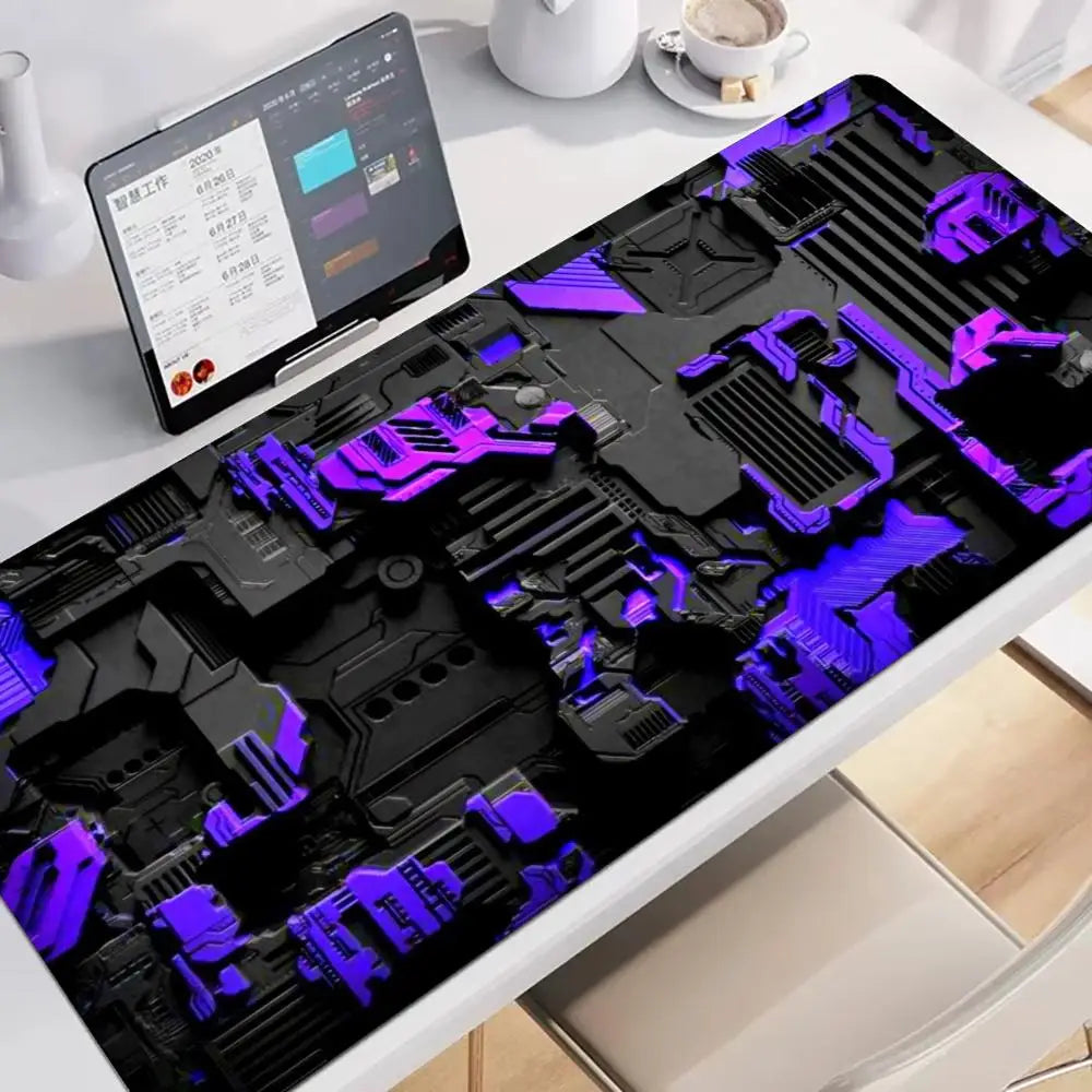Large XXL Gaming Mouse Pad Desk Mat Keyboard Pad Orange Neon Circuit Board Cyberpunk Tech Pattern Print Laptop PC Gamer Office