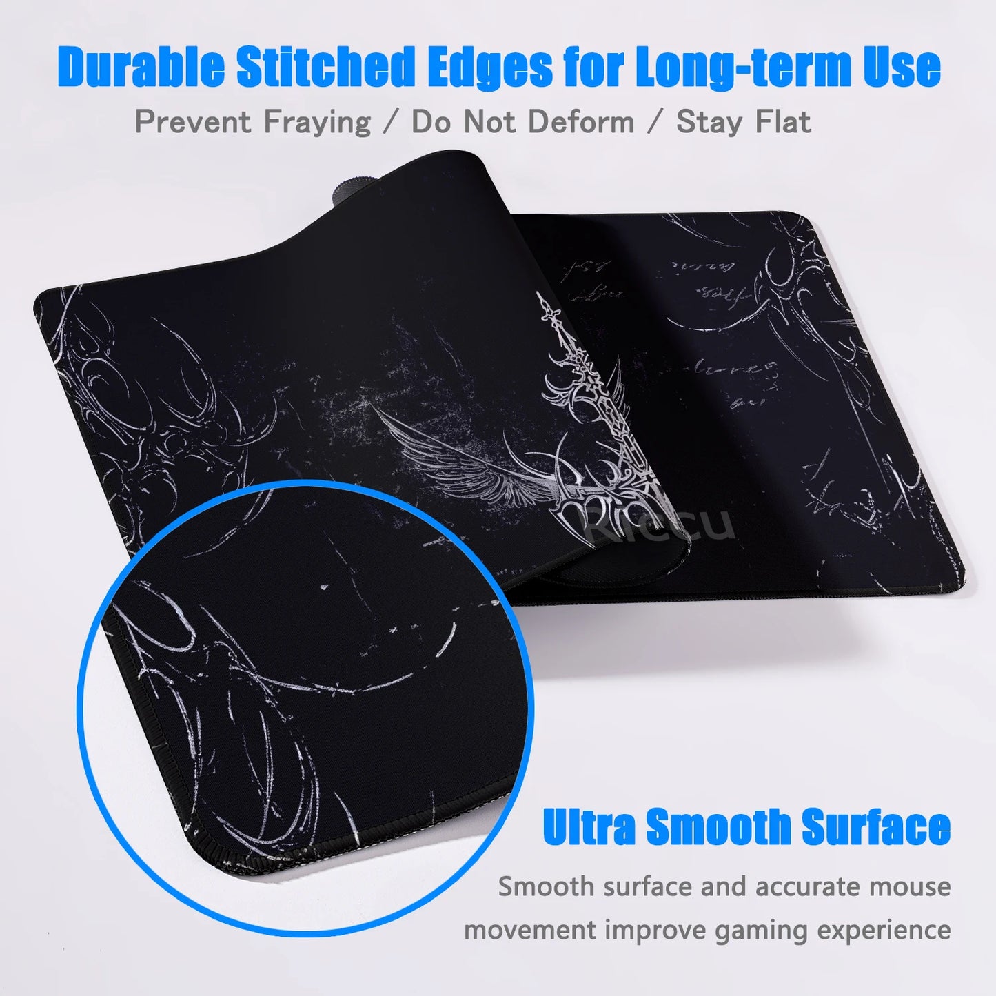 Black White Cybersigilism Deskmat Gothic Sword Art Mousepad Office Rubber Mouse Pad XXL PC Desk Accessories Gaming Keyboard Mats