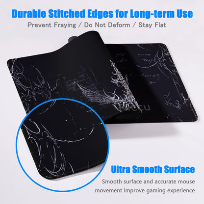 Black White Cybersigilism Deskmat Gothic Sword Art Mousepad Office Rubber Mouse Pad XXL PC Desk Accessories Gaming Keyboard Mats