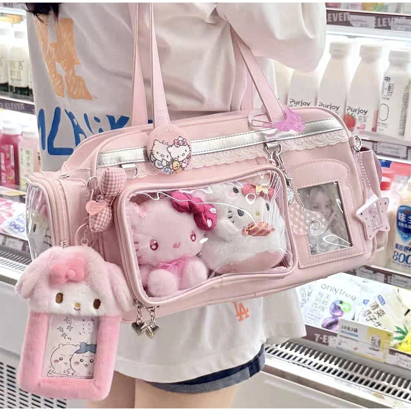 New Concert Ita Bags Y2k Cute Jk Girl Shoulder Bags Badge Display Transparent Crossbody Bag Stylish Large-capacity Commuter Bags