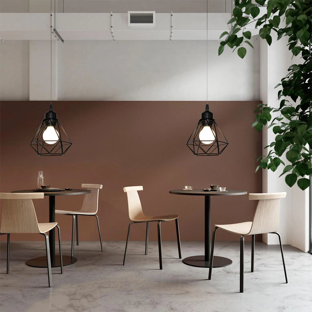 Retro Pendant Lamp Iron Frame Ceiling Lighting Paint Restaurant Teahouse Chandelier Indoor Wrought Metal Modern Pendant Lights