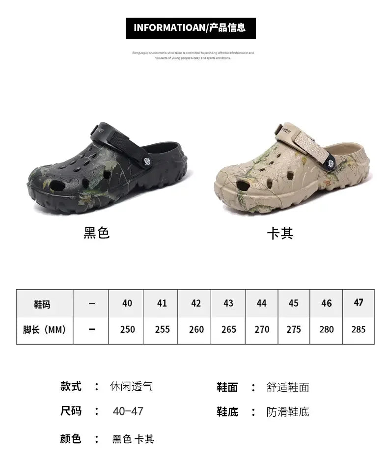 Summer Men Slippers Camouflage Platform Outdoor Clogs Shoe Women Beach Sandals Male Soft EVA Indoor Home Slides Big Size 46 47