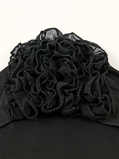 Muslim Women's Hijabs with Lace Chiffon Panhua Solid Color Thin Bottom Hat Islam Head Wrapping Tie Back Turban Female Headband
