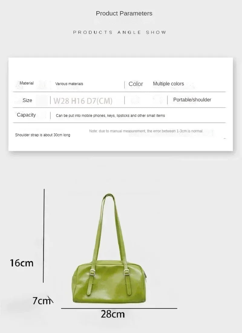 2026 Luxury Designer Handbags Pure Color Causal Bag Big Capacity Pillow Underarm Bag Green Commuter Shoulder Bags for Women