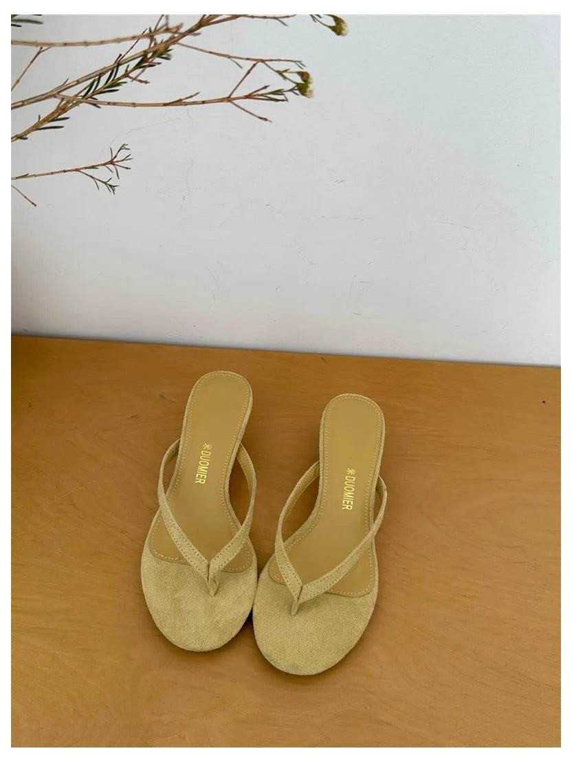 2026 New Summer Thin Heels Slippers Sandals Narrow Band Slides Ladies Shoes Fashion Women Pumps Flip Flops Luxury Slippers Shoes