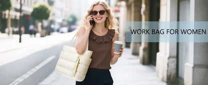 Large Capacity Puffer Tote Bag for Women Multiple Pockets with Coin Purse Commuting Bags Lightweight Water-resistant Mom Bag