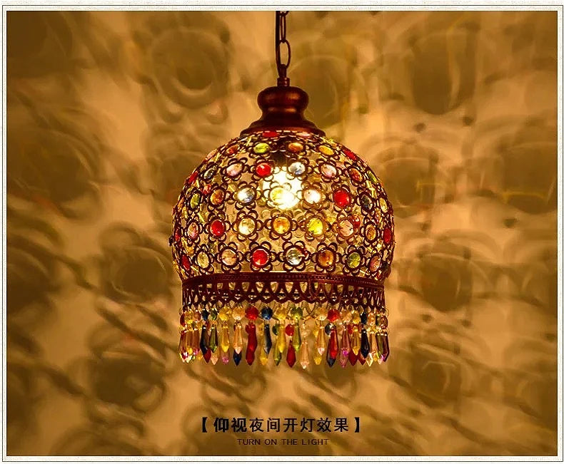 design lamp pendant lighting crystal Bohemia Retro droplight Iron handmade pendant lights for restaurants hanging lights bedroom