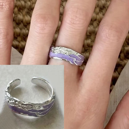 PANJBJ 925 Sterling Silver Golden Flower Rings For Women Drip Glaze Plant Irregular Adjustable Sweet Jewelry Gift Dropshipping