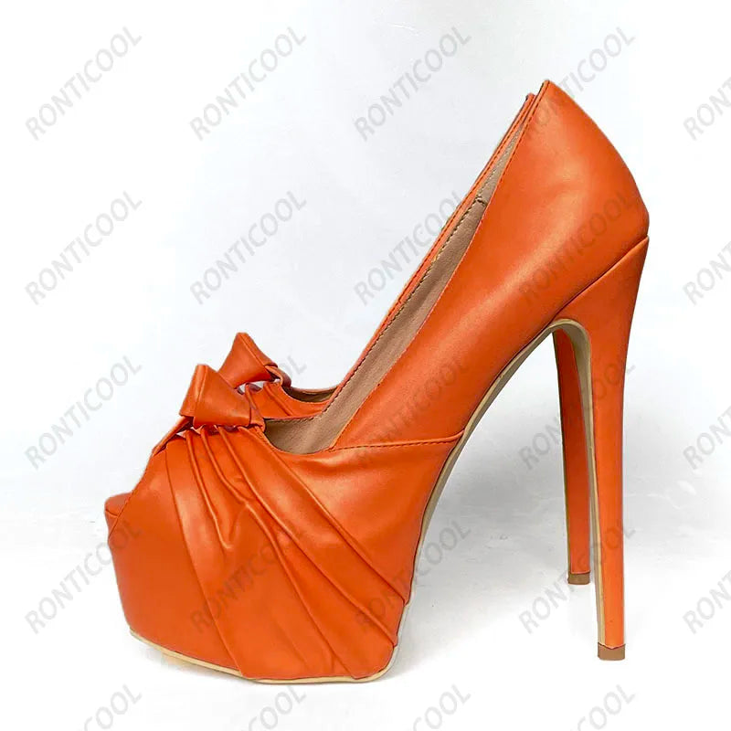 Ronticool New Fashion Women Platform Pumps Stiletto Heels Peep Toe Gorgeous Gold Party Shoes US Plus Size 5-20