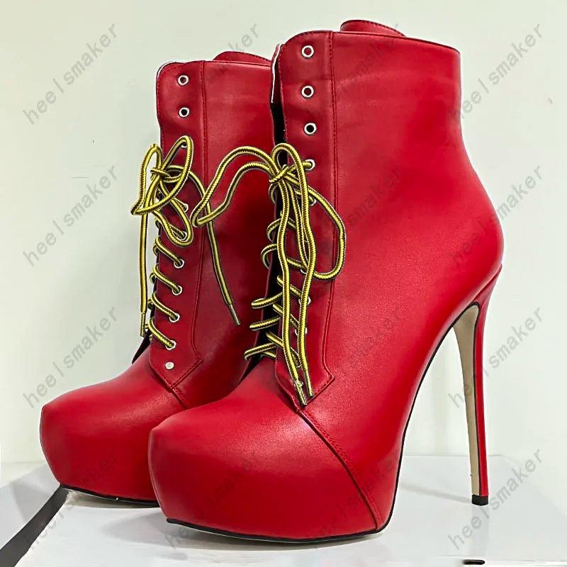 Sukeia Handmade Women Winter Ankle Boots Round Toe Sexy Stiletto Heels Pretty Blue Party Shoes Ladies US Plus Size 5-20