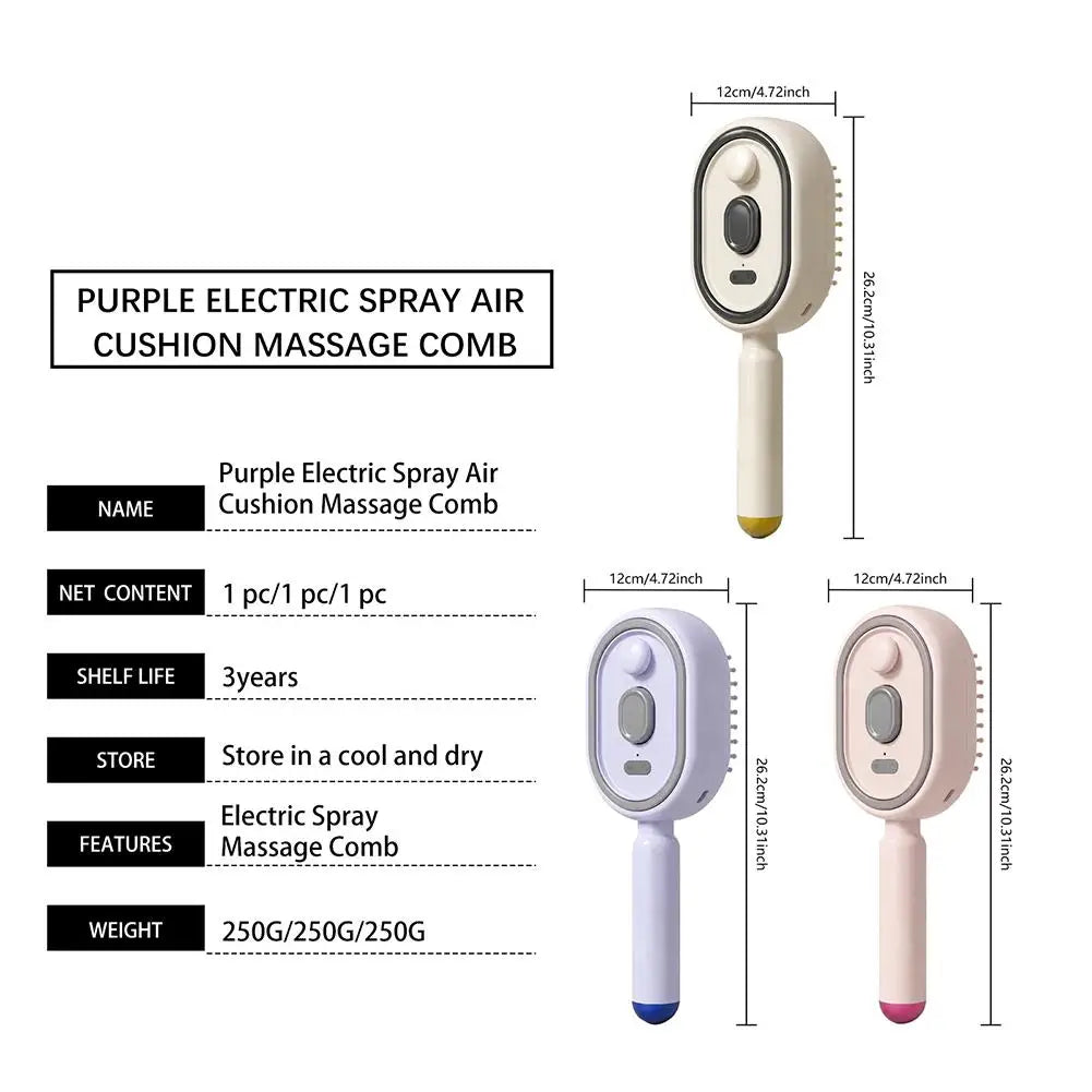 New Electric Hair Care Spray Massage Comb Self Cleaning Steam Essential Oil Brush Hair Oil Applicator Scalp Massager For Women