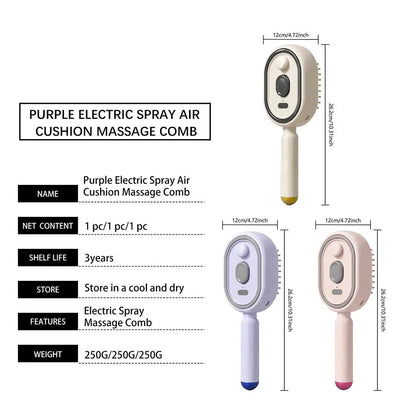 New Electric Hair Care Spray Massage Comb Self Cleaning Steam Essential Oil Brush Hair Oil Applicator Scalp Massager For Women